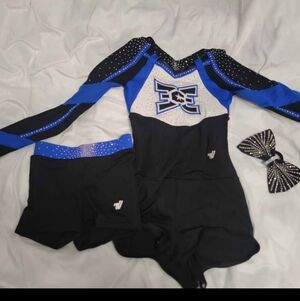 Blue and Black Kids Cheer Uniform
